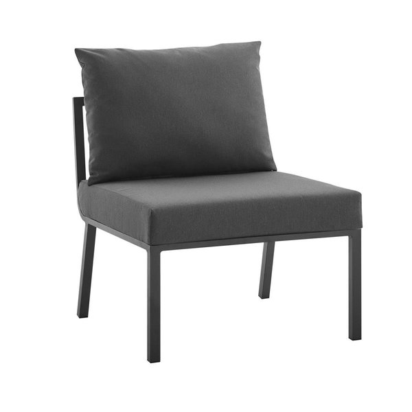 Modway Furniture Riverside Outdoor Patio Aluminum Armless Chair - Gray & Charcoal EEI-3567-SLA-CHA